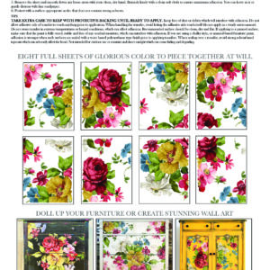 Transfer decorativ Wall Flower set de 8 pagini A3